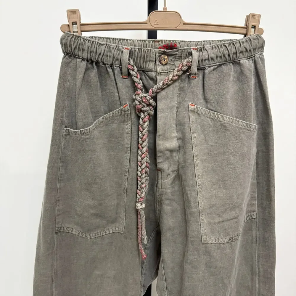 Dr. Collector's P38 Hemp Organic Cotton Sunfaded Army Green Pants M Braided Rope
